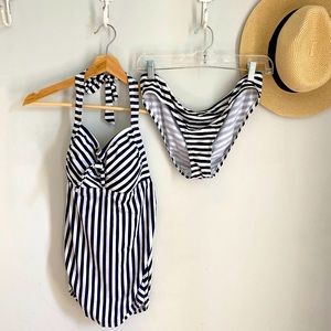 Navy Stripe Maternity Swimsuit